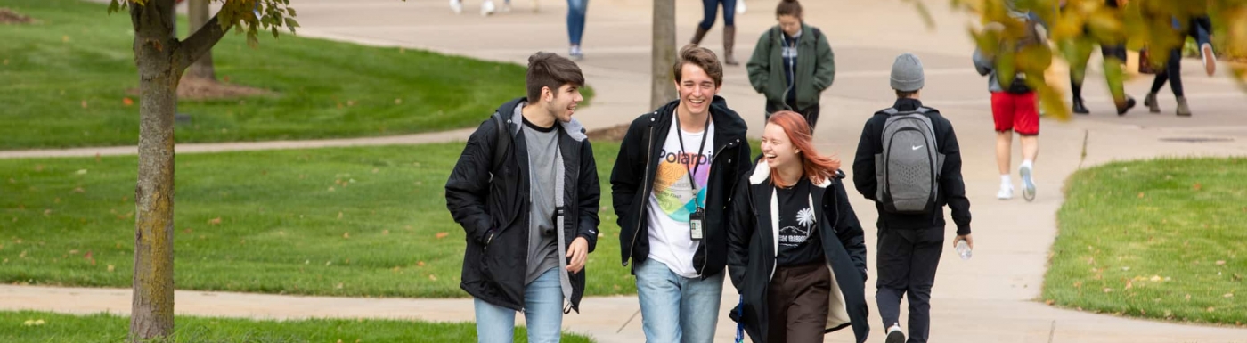 Students walking on GVSU campus